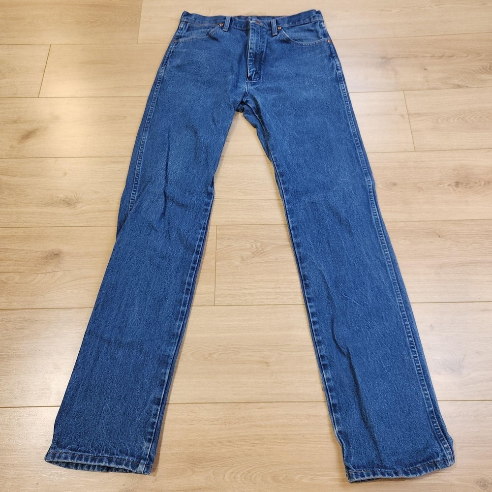 Wrangler 13MWZ Jeans Mens 33x38 Blue Medium Wash Cowboy Cut Straight Denim